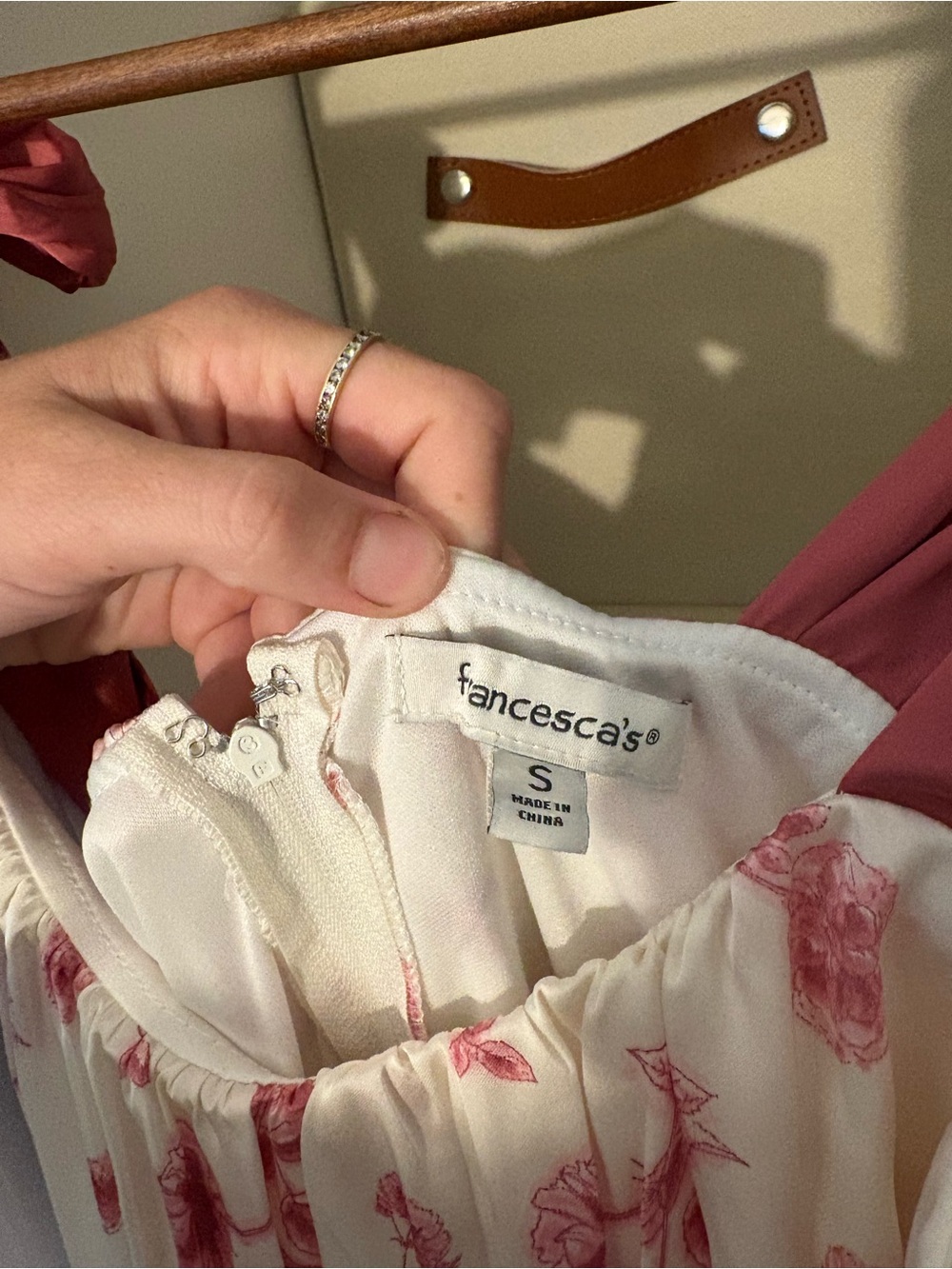 Francesca's White Floral Slip Dress with Pink Bloom Print - Picture 4 of 6